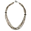 Handmade Beige Labradorite Moonstone Necklace With Antiqued Silver Beads