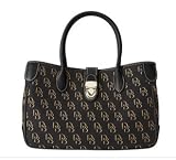 Dooney Bourke Signature Shadow Small Double Handle Bag Purse Tote Black Gold