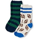 THE CHILDREN'S PLACE(ザ・チルドレンズプレイス) フットボールプリント&ストライプコージークルーソックス2パック 小物くつ下・タイツ 18～19cm【並行輸入】