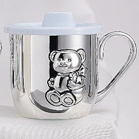 SILVER BEAR BABY CUP - SILVERPLATED BEAR BABY CUP WITH LID