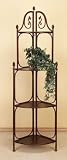 Elegent Style 65 High 4-Tier Metal/Wood CORNER SHELF in Brown Finish