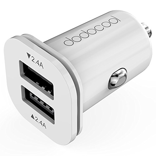 dodocool　24W 4.8A　超ミニ　デュアルUSBカーチャージャー　スマホ、タブレット、GPS、音楽プレーヤーや他のUSB駆動デバイスに対応（白）