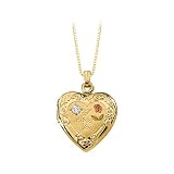 14K Yellow Gold 0.01 ct. Diamond I Love You and Rose Heart Locket with Chain