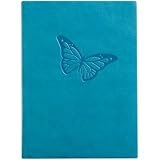 TurquoiseEmbossedButterflyLeatherJournal-Lined