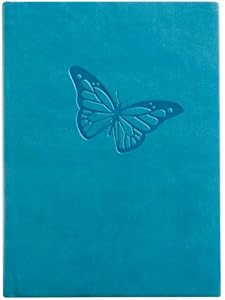 Turquoise Embossed Butterfly Leather Journal - Lined