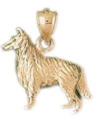 Dazzlers Solid 14 karats Gold Collie Dog Charm Pendant available in three colors from jewelsberry (weights: 4.0 grams only)