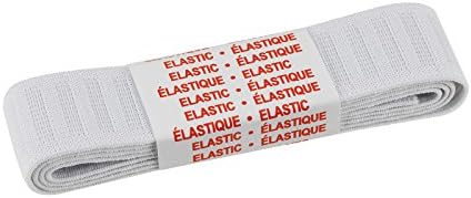 1" x 3 Feet Ultra-Strong Woven Non-Roll Elastic Band - White - Resists Rolling