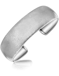 Sterling Silver Rhodium Plated Domed Cuff with Stardust Inspired Design