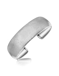Sterling Silver Rhodium Plated Domed Cuff with Stardust Inspired Design