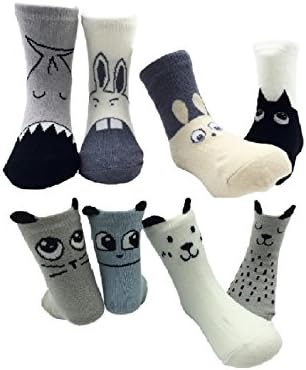 Petescilla Baby Boy Animal Fun Socks Non-Skid , M (2y-4y), Combo 8-pack
