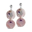 Pink Shell, Purple Amethyst and Silver Dangle Earrings
