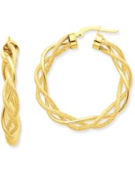 Textured Twisted Hoop Earrings in 14K Yellow Gold, 35mm (1 3/8")