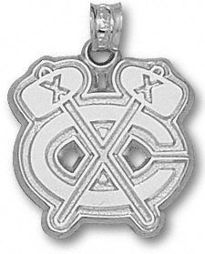 Chicago Blackhawks Solid Sterling Silver ''C'' Logo 5/8'' Pendant