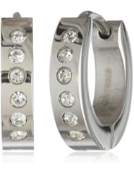 Stainless Steel Simulated One Row of Diamonds Earrings