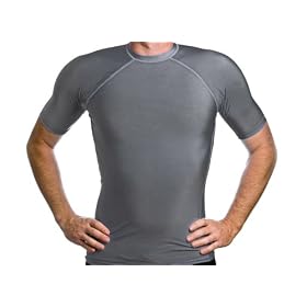 Beach Depot UPF 50+ Men's Short Sleeve Rash Guard Shirt - Gun Metal Grey
