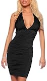 Sexy Backless Halter Ruched Fitted Mini Prom Party Club Cocktail Dress