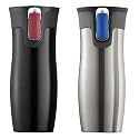 Double Wall Vacuum Insulated Travel Mugs *(2 Pack Black and Stainless)*