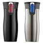 Double Wall Vacuum Insulated Black and Stainless Travel Mugs, 2 Pack