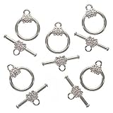 Real Silver Plated Flower Toggle Clasps 14mm (5 Sets)
