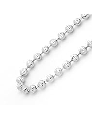 14K White Gold 3mm Ball Diamond Cut Chain Necklace 22"