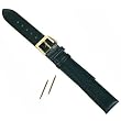 Black Calf Geniune Leather Extra Long Watch Band 18mm