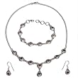Sterling Silver Jewelry Set Amethyst Necklace Earring and Bracelet (gnklcs366)