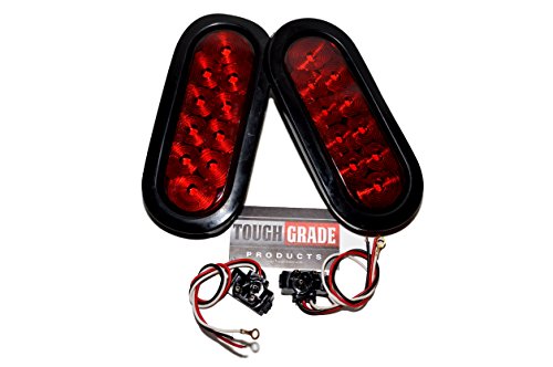 ToughGrade TG-73 Red Oval Sealed LED Turn Signal and Parking Light Kit with Light, Grommet and Plug for Truck,Trailer (Turn, Stop, and Tail Light)