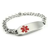 Pre Engraved - Diabetic Medical Alert ID Bracelet, Red Symbol
