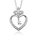 Sterling Silver Key My Heart Diamond Pendant Necklace (HI, I, 0.10 carat)