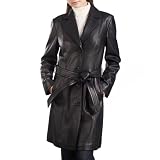 BGSD Women's New Zealand Lambskin Leather Trench Coat in Black or Brown