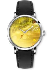 SPRAWL Aanalog Fashion Series Silver Ladies Watches of Genuine Black Leather Strap,Unique Wrist Watch for Women Girls Designed with Love on the road