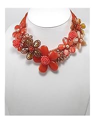 Flower Natural Stone Necklace In Sterling Silver