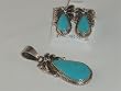 Navajo Sterling Silver Turquoise Pendant and Earrings Set - ST-0002