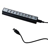 Patuoxun 10 Ports USB 2.0 Hub w/ Power Adapter for Notebook PC - Black