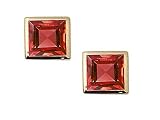 0.80 cttw Genuine Square Small Garnet Earrings in 14k Yellow Gold - B00068EBK6