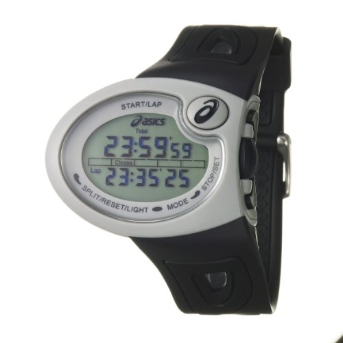 Asics Men’s Active Running Resin Case, Rubber Strap Digital Chronograph Quartz Watch QA5349001
