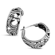 Southwest Spirit Silver Spanish Lace Hoop Earrings