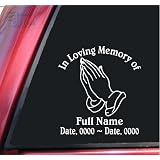 Personalized In Loving Memory Vinyl Decal Sticker - Praying Hands