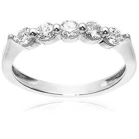 10k White or Yellow Gold 5-Stone Shared Prong Diamond Ring (1/2 cttw, J-K Color, I2-I3 Clarity)