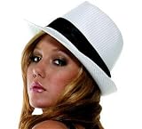 White Pinstriped Fedora Adult Sexy Costume Accessory - One Size Fits Most Women