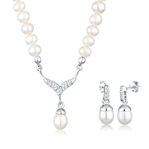 Perlu Damen-Schmuckset Brautschmuck 925 Sterling Silber Länge 45cm 0901533113_45