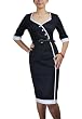 Pinup Retro Style Belted Pencil Skirt Black Dress - L