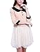 Allegra K Women Doll Collar 3/4 Sleeve Heart Button Decor Chiffon Blouse Pink L
