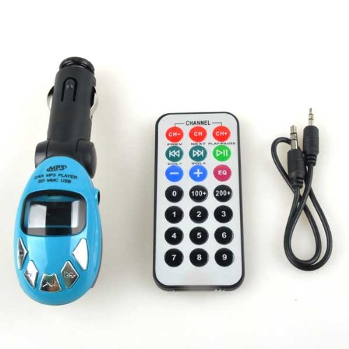 Best Price Neewer CAR FM TRANSMITTER MODULATOR MP3 PLAYER USB Blue 24volt