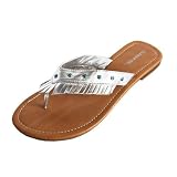 Silver Metallic Bohemian Fringe Thong Sandal