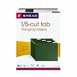 Smead Flex-i-Vision Letter Size 1/5 Tab Cut Green Hanging File Folders 25 Count (64055)