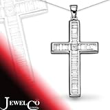 Jewelco London 18 Carat White Gold 1.70ct Baguette & Princess Cut Diamond Cross (Comes with 18 inch Pendant Chain)