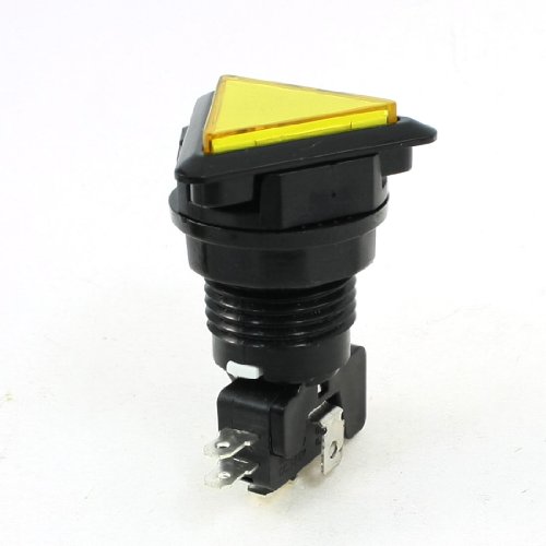 SPDT 5P Momentary Arcade Game Yellow Triangle Illuminated Push Button