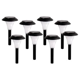 Paradise GL23050BK8 Plastic Solar Garden Light Set, White LED, Black, 8-Piece