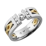 Men's 14K Gold Two-Tone Moissanite Band Ring - 10